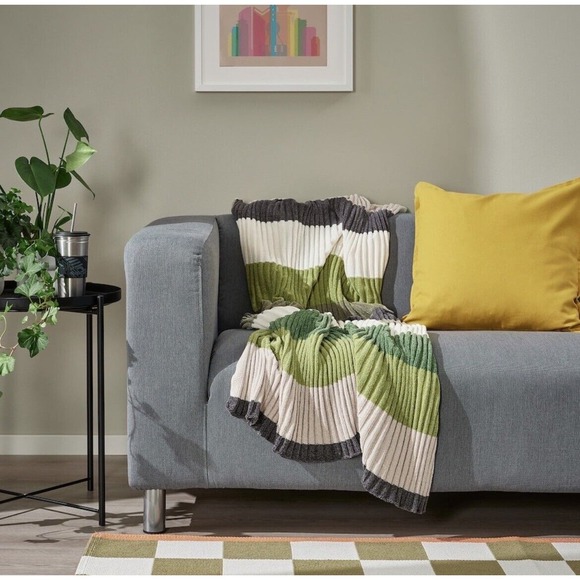 IKEA FJÄLLTRIFT FJALLTRIFT Throw, Gray/Green, 51”x67" (105.542.07) NEW - Picture 4 of 4